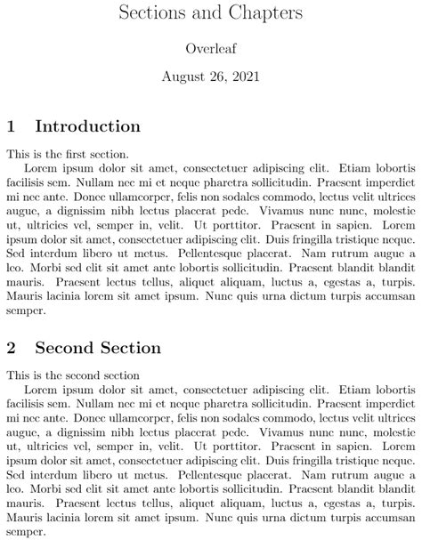 sections in latex